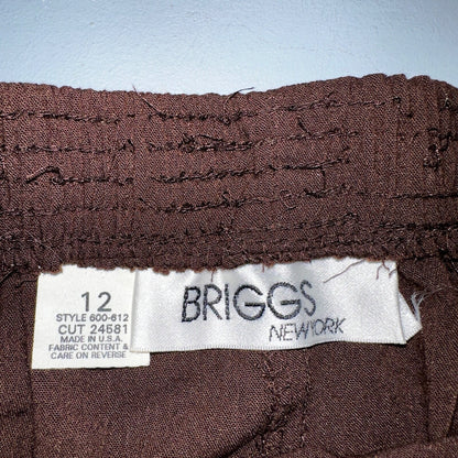 Briggs New York 2 Pc Womens 12 Brown Stretch Pants Blazer Vintage USA 80s
