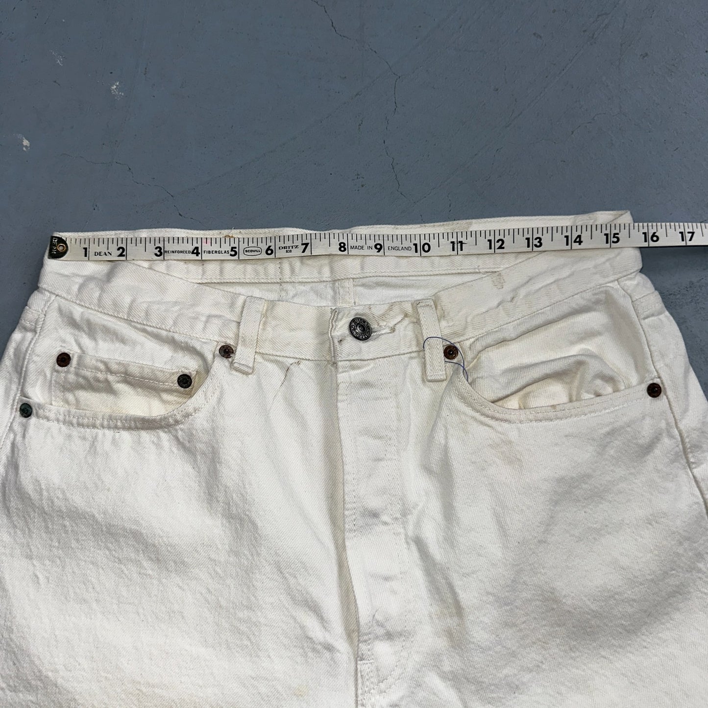 Levis 501 Vintage 80s USA XX Straight Leg Jeans White Light Wash 34x32 Act 31x31