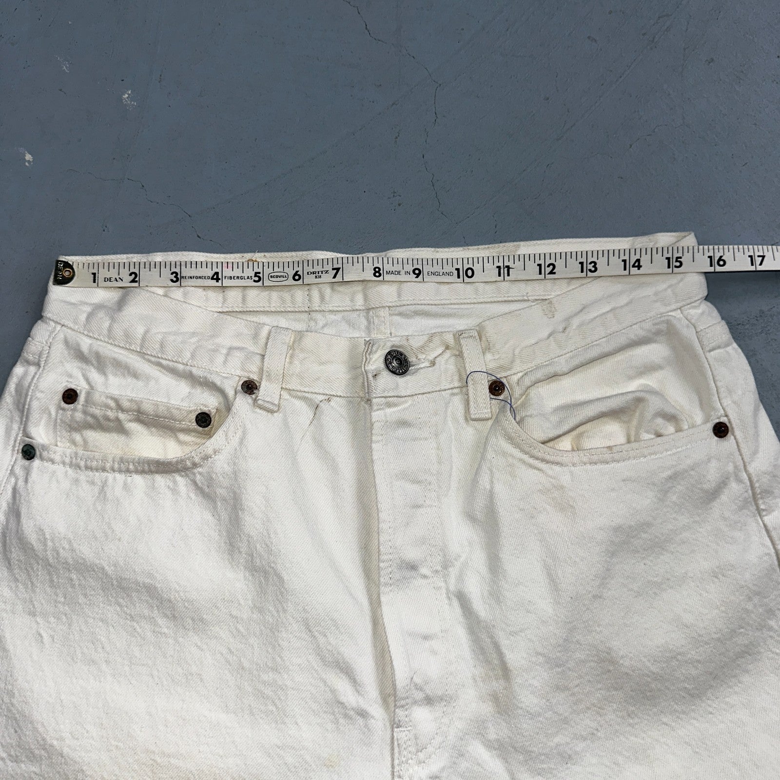 Levis 501 Vintage 80s USA XX Straight Leg Jeans White Light Wash 34x32 Act 31x31