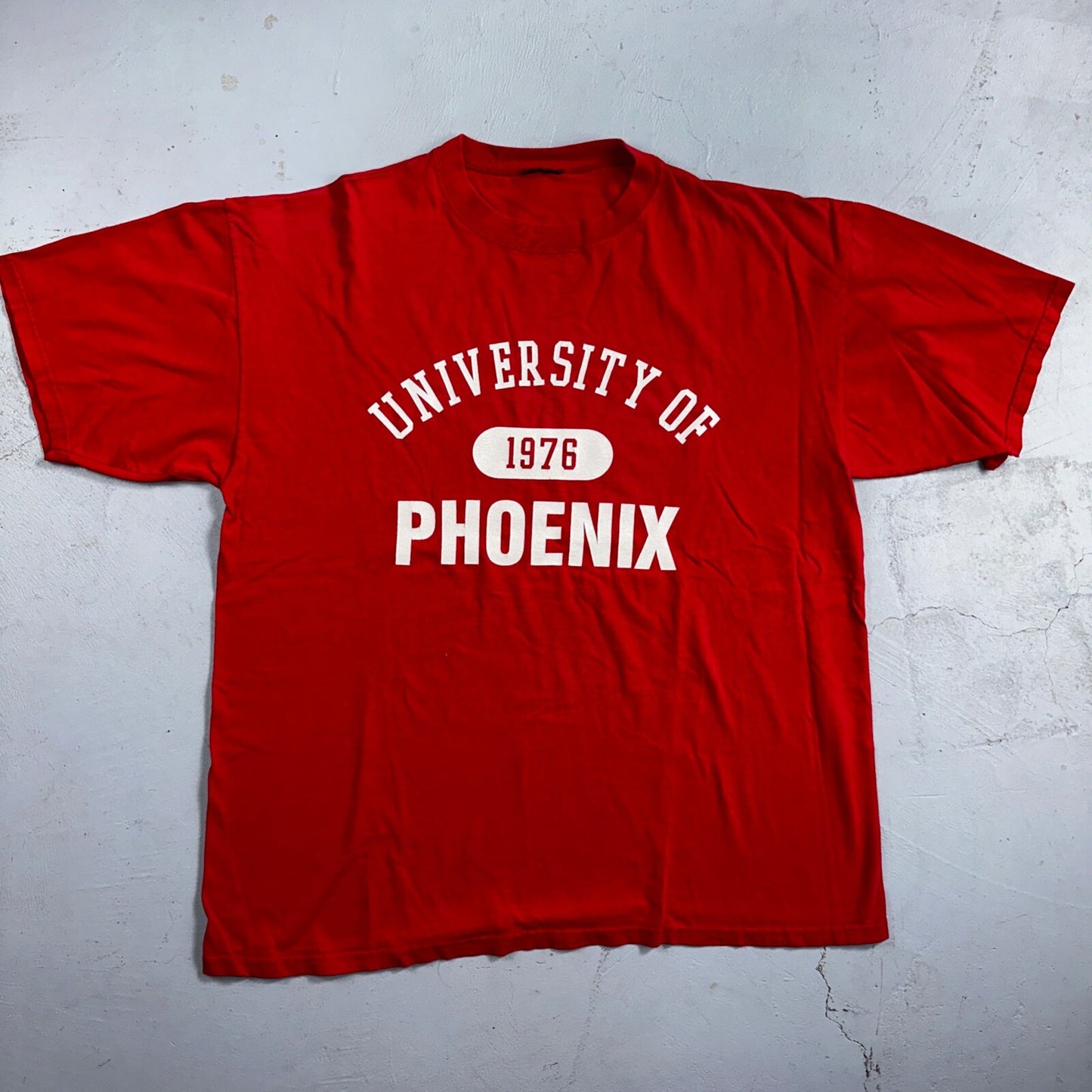 Phoenix University 1976 Y2K VTG T Shirt Red Champion Style 2000s College Preppy