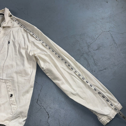 Vintage Polo Ralph Lauren Harrington Jacket White Cotton Size M USA Crop Fit