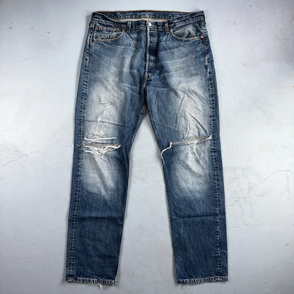 Levis 501 Vintage 90s Spain XX Straight Leg Jeans Blue Med Wash 38x34 Act 38x33