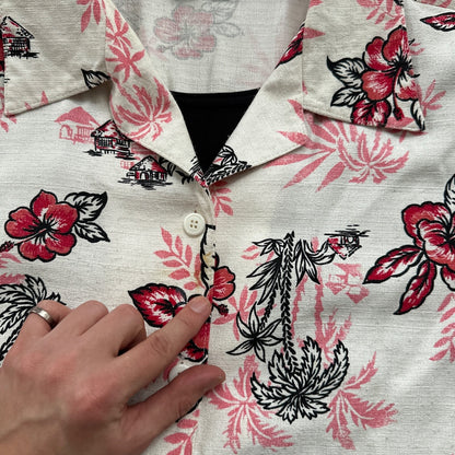 VTG Floral Shirt Womens L 90s New York Clothing Co Cottage Hawaiian 1990s