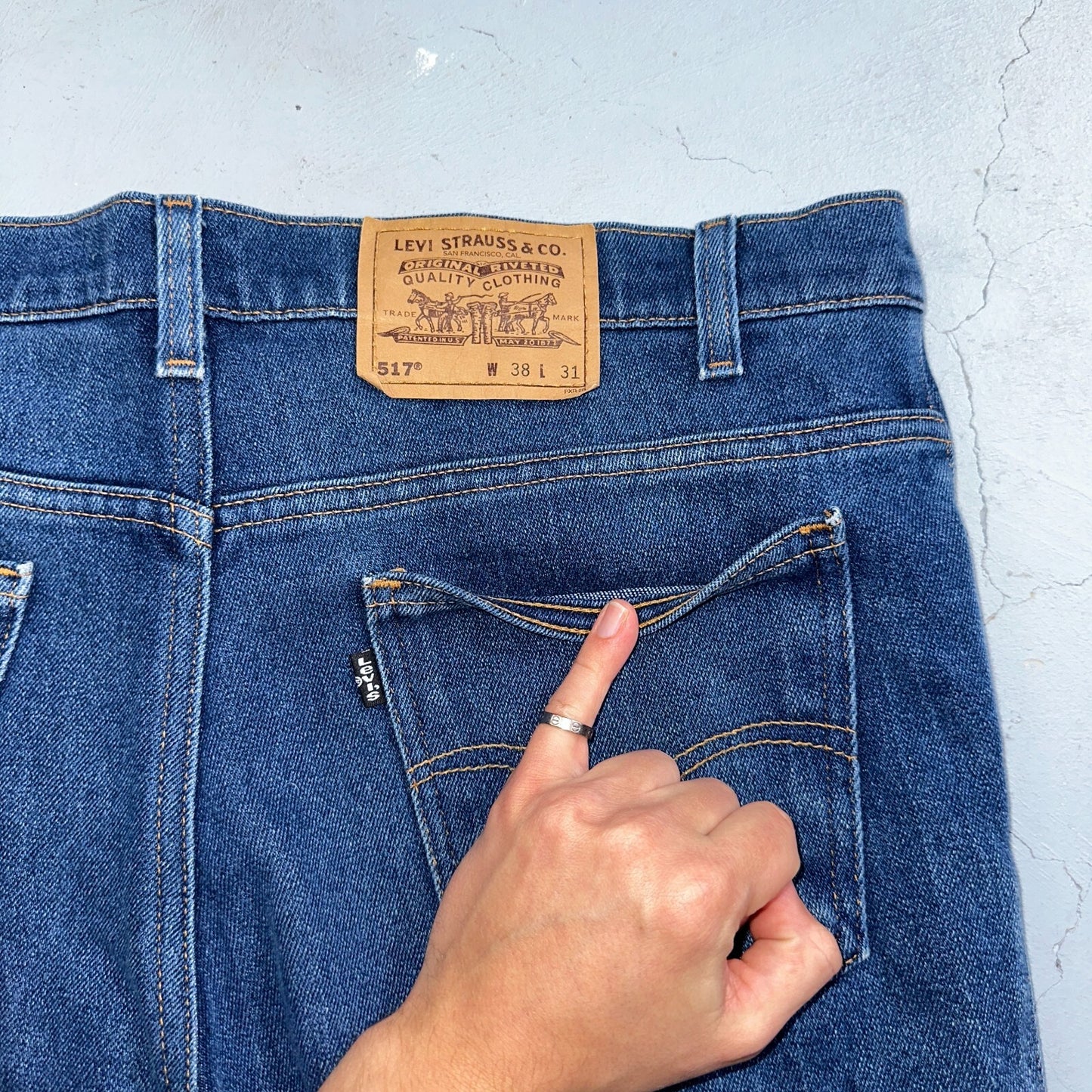 Levis 517 Vintage 90s USA Orange Tab Bootcut Flare Blue Jeans 38x31 Act 36x29