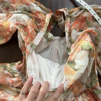 Floral Lantern Sleeve Mini Dress Hoop Skirt Halloween Sexy Vintage Style Hot