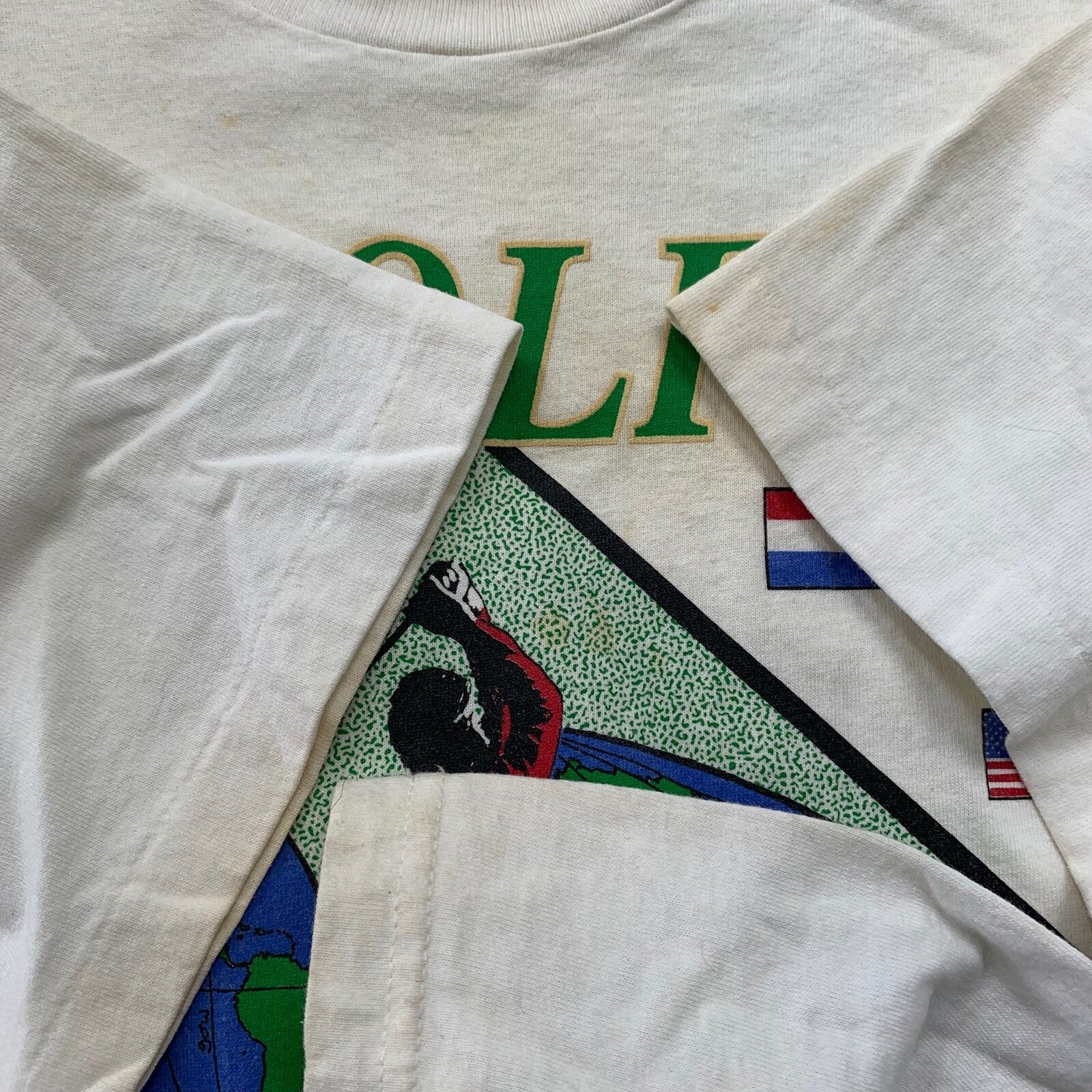 Golf International Vintage T Shirt Tiger Woods Sports Grass USA Flags Rap Blank