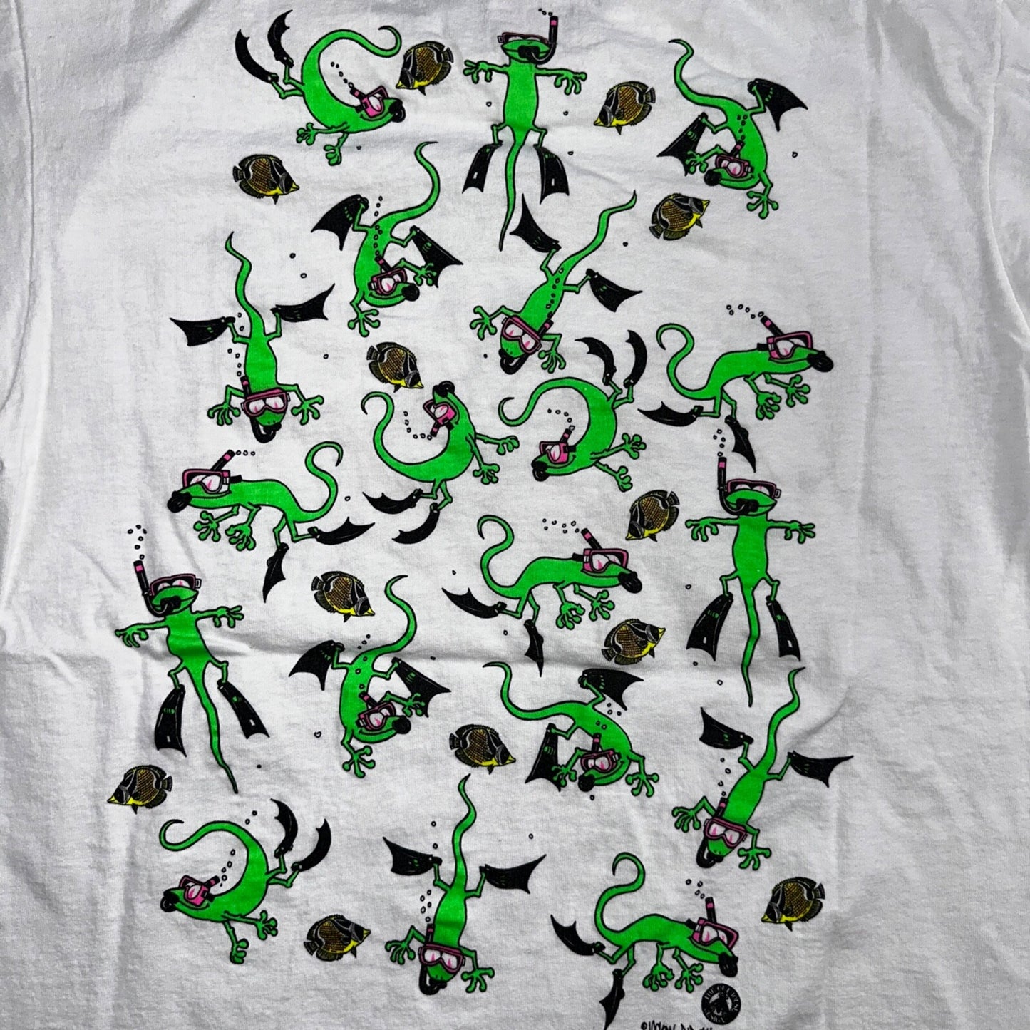 Hawaii Lizards Snorkling 90s VTG T Shirt FOTL Single Stitch Fish Gecko Cute