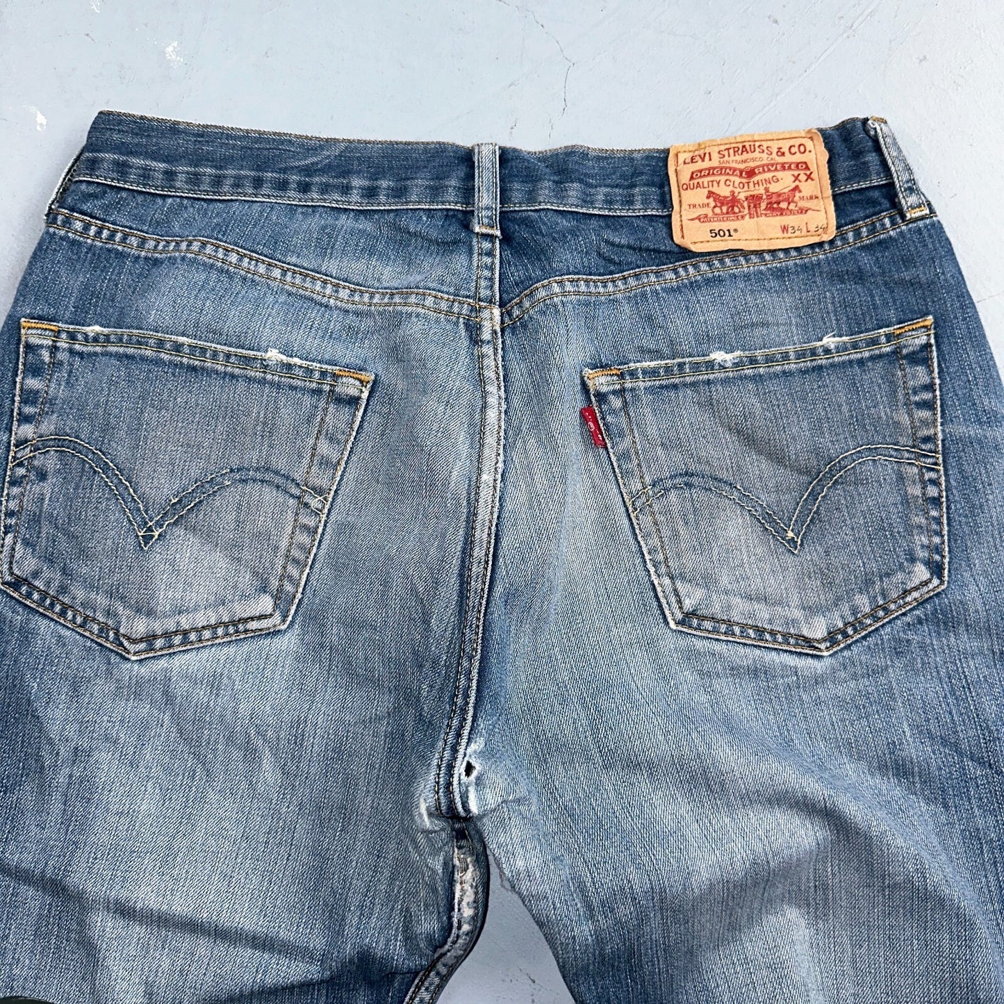 Levis 501 Vintage Y2K XX Straight Leg Jeans Blue Med Wash 34x34 Act 32x29