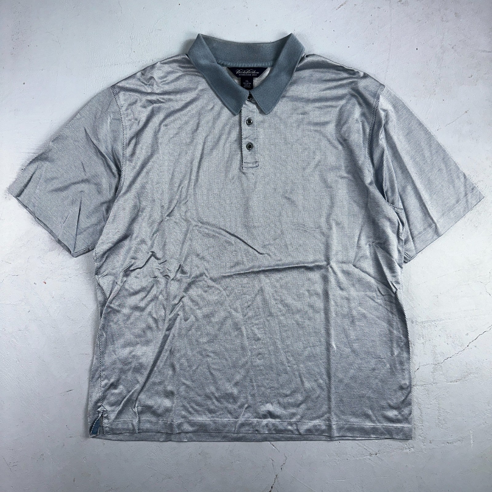 BROOKS BROTHERS Polo Shirt Mens 2XL Blue Cotton Performance Polo Shirt Golf