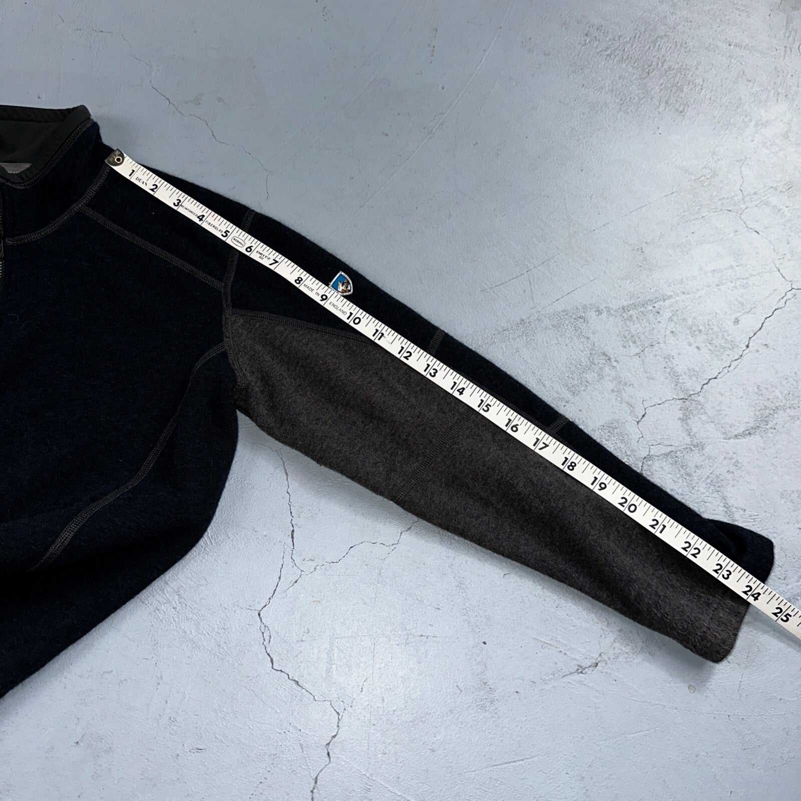 Kuhl Youth Size M (10-12) Navy Gray Kashmira Fleece Pullover Sweater Quarter Zip