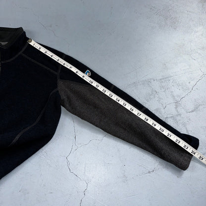 Kuhl Youth Size M (10-12) Navy Gray Kashmira Fleece Pullover Sweater Quarter Zip