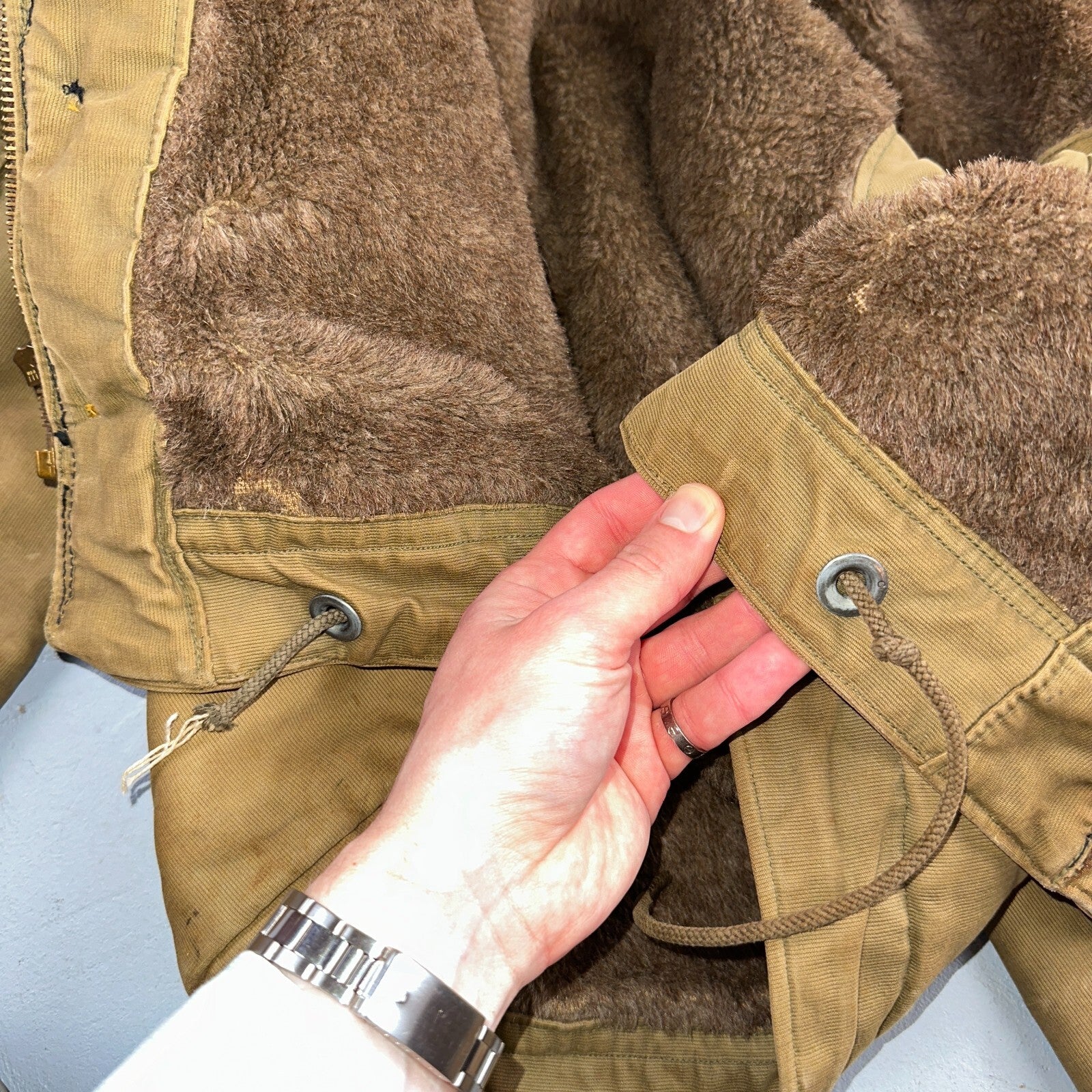 VTG WWII US NAVY USN N1 Deck Jacket Sz 38 Alpaca Stencil Work Coat Rare WW2