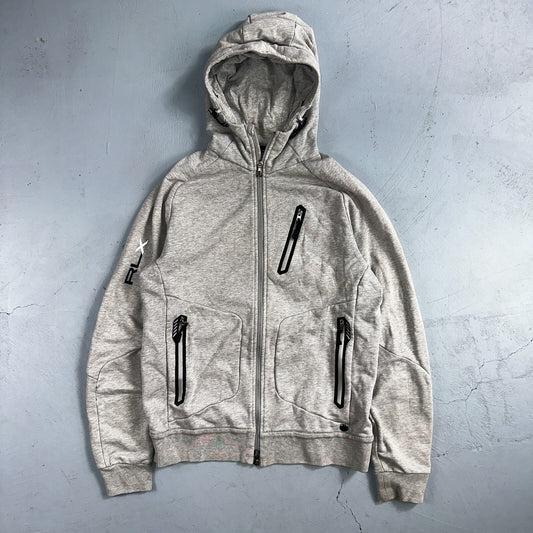 RLX Ralph Lauren Hoodie Mens Medium Gray Hybrid Pullover Gray Logo Training Gym
