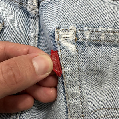 Levis Vintage 80s Redline Selvedge USA 501 Light Wash Jeans 66 30x28 Thrashed