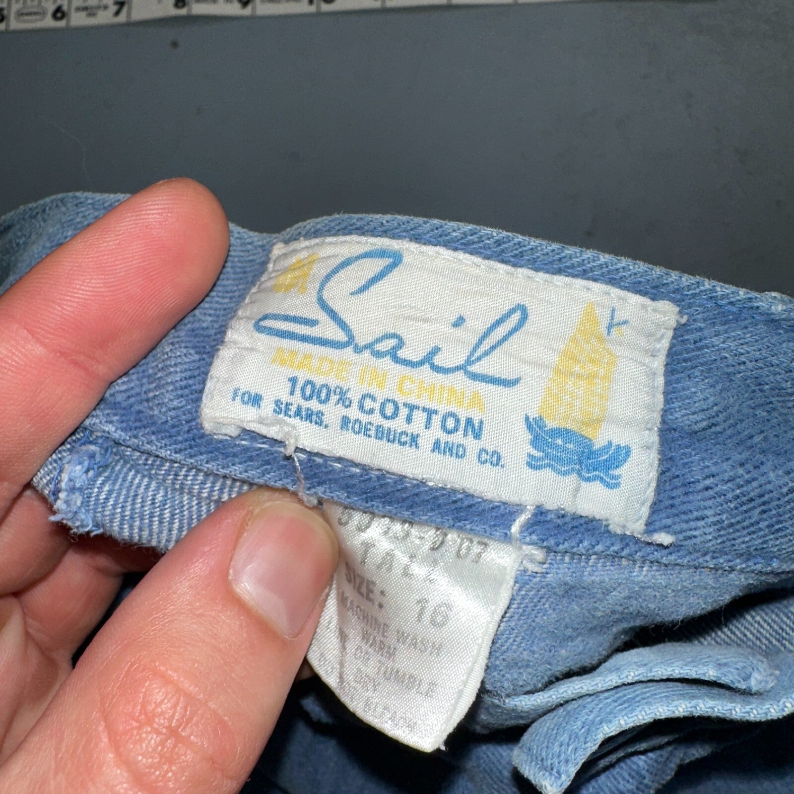 VTG 70s Jeans Canvas High Waist Sears Military Style P44 29x25 Capri HBT Rare