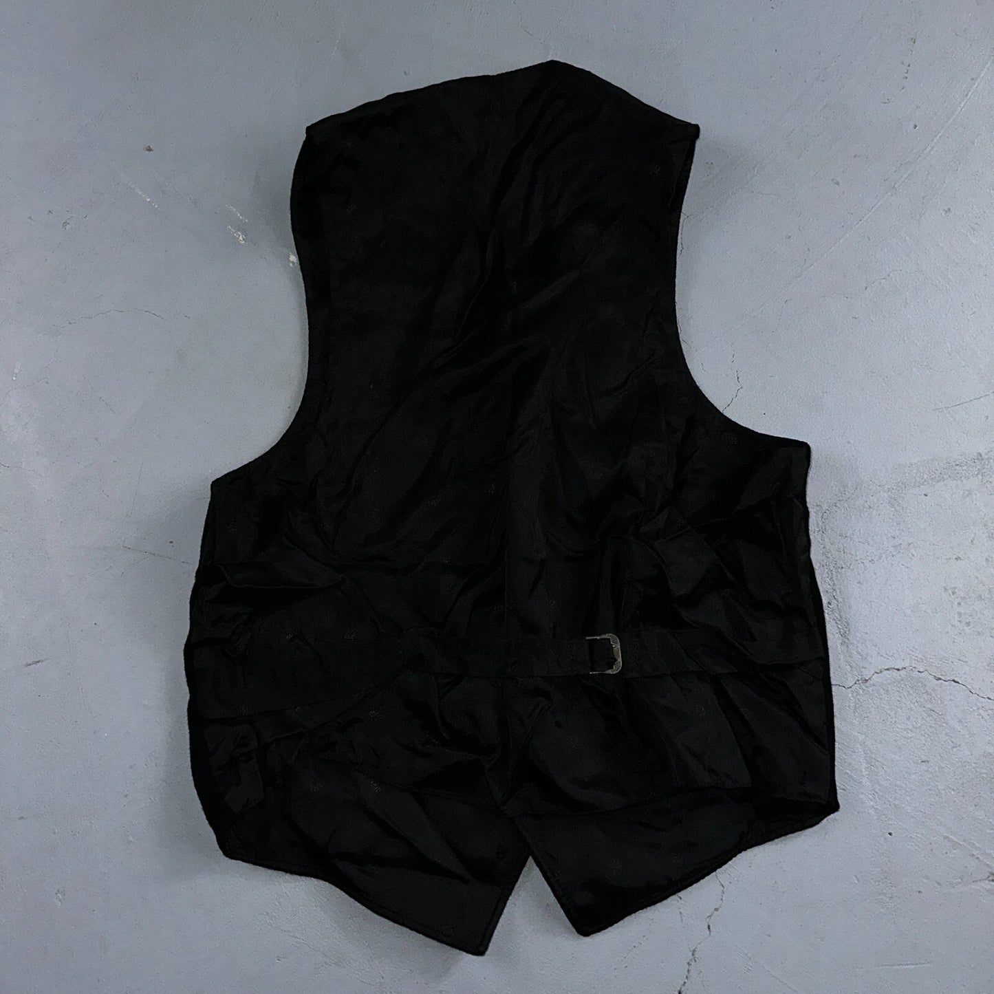 Vintage Buckle Back Vest Mens Black Waistcoat Size S 1940s 1950s 1960s Antique