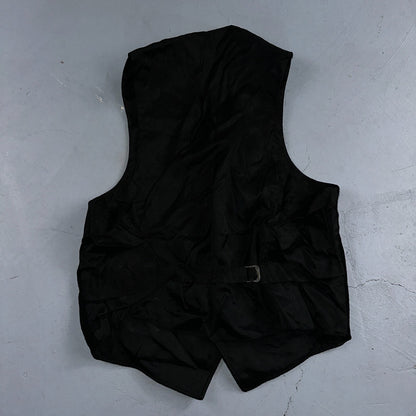 Vintage Buckle Back Vest Mens Black Waistcoat Size S 1940s 1950s 1960s Antique
