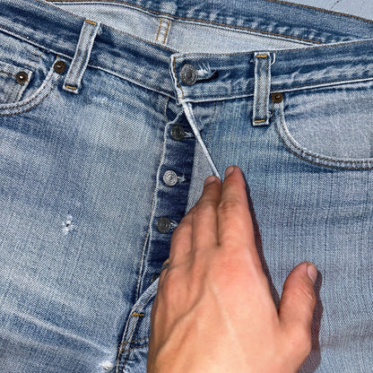 Levis 501 Vintage 80s Redline Selvedge USA XX Jeans Light Wash 36x36 Act 34x30