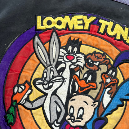 VTG 1992 Jeff Hamilton Looney Tunes Leather Canvas Jacket XL 90s Rap Cartoon Art