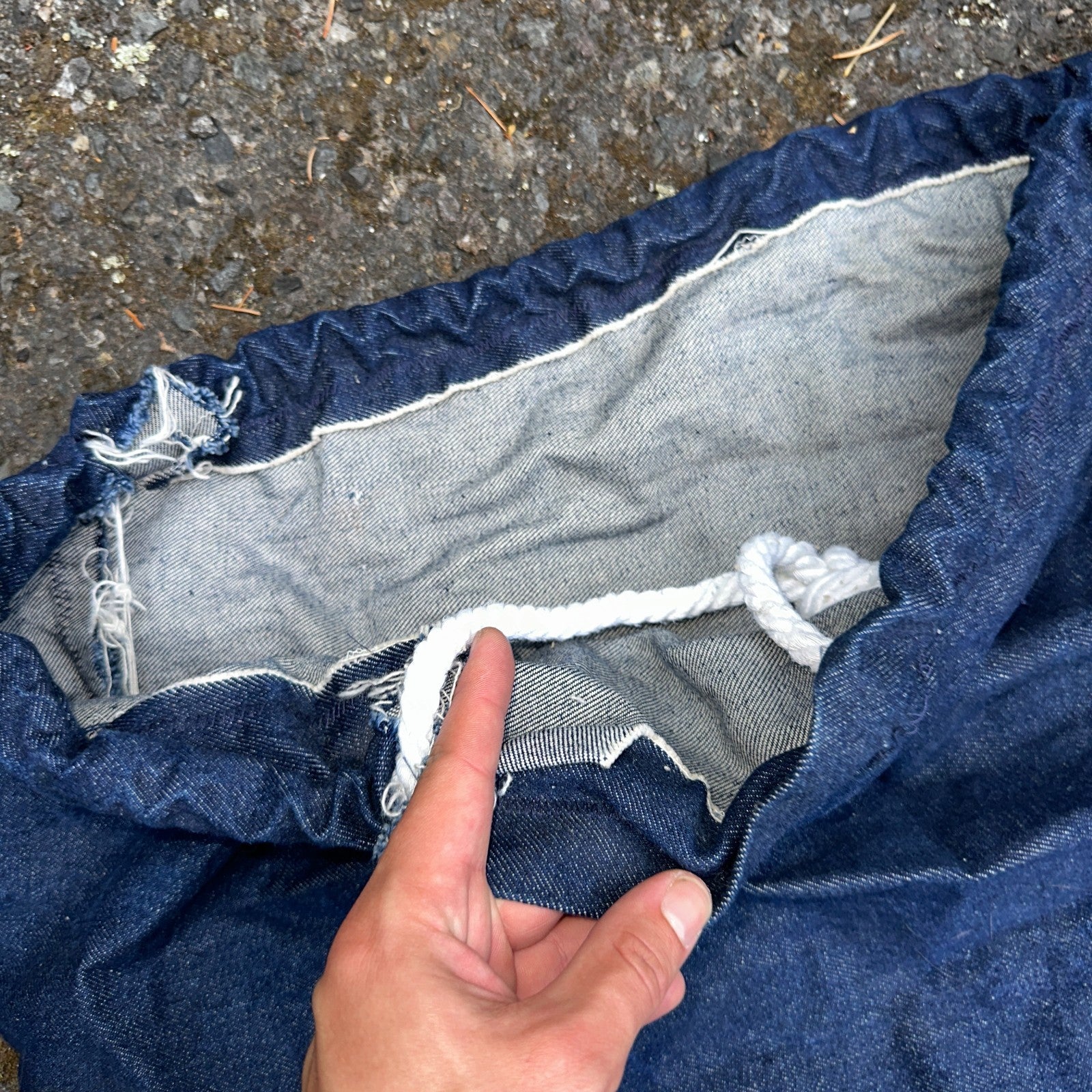 VTG 60s 50s Denim Blue Laundry Drawstring Faded Civilian Bag Lot of 3 USED