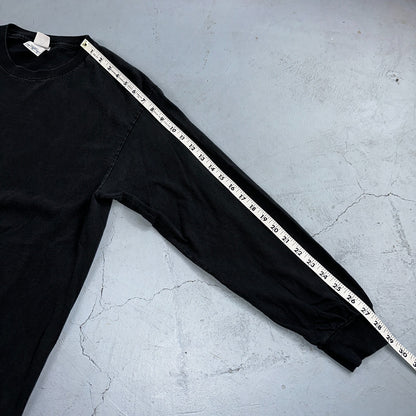 Faded Black Long Sleeve Y2K VTG T Shirt 2000s AAA Thrashed Cool Blank Tee Rips