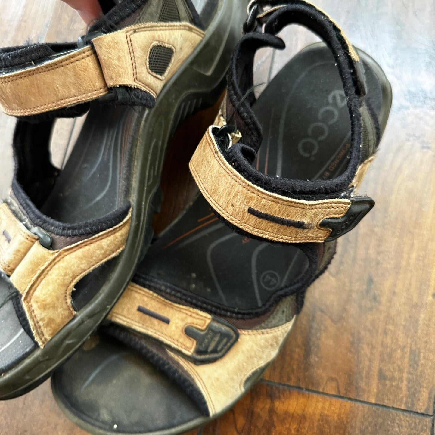 ECCO Yukatan Receptor Brown Leather Sport Sandal Shoes Mens EU 44