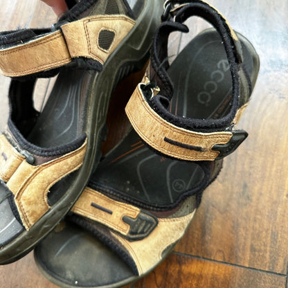 ECCO Yukatan Receptor Brown Leather Sport Sandal Shoes Mens EU 44