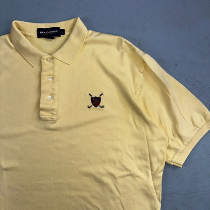 Polo Ralph Lauren Yellow Large Cotton Vintage Made USA Golf Polo Shirt