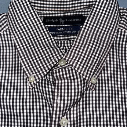 Ralph Lauren Shirt Black Shepperd Check Yarmouth Button Up Long Sleeve 15.5