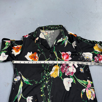 Caribou Made In USA Floral Print Shirt Button Down V Neck Women’s Vintage 1970s