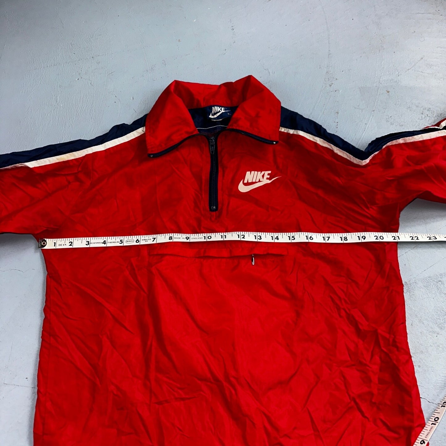 Nike 1980s Blue Tag Vintage Jacket Nylon 70s Windbreaker Running Front Youth XL