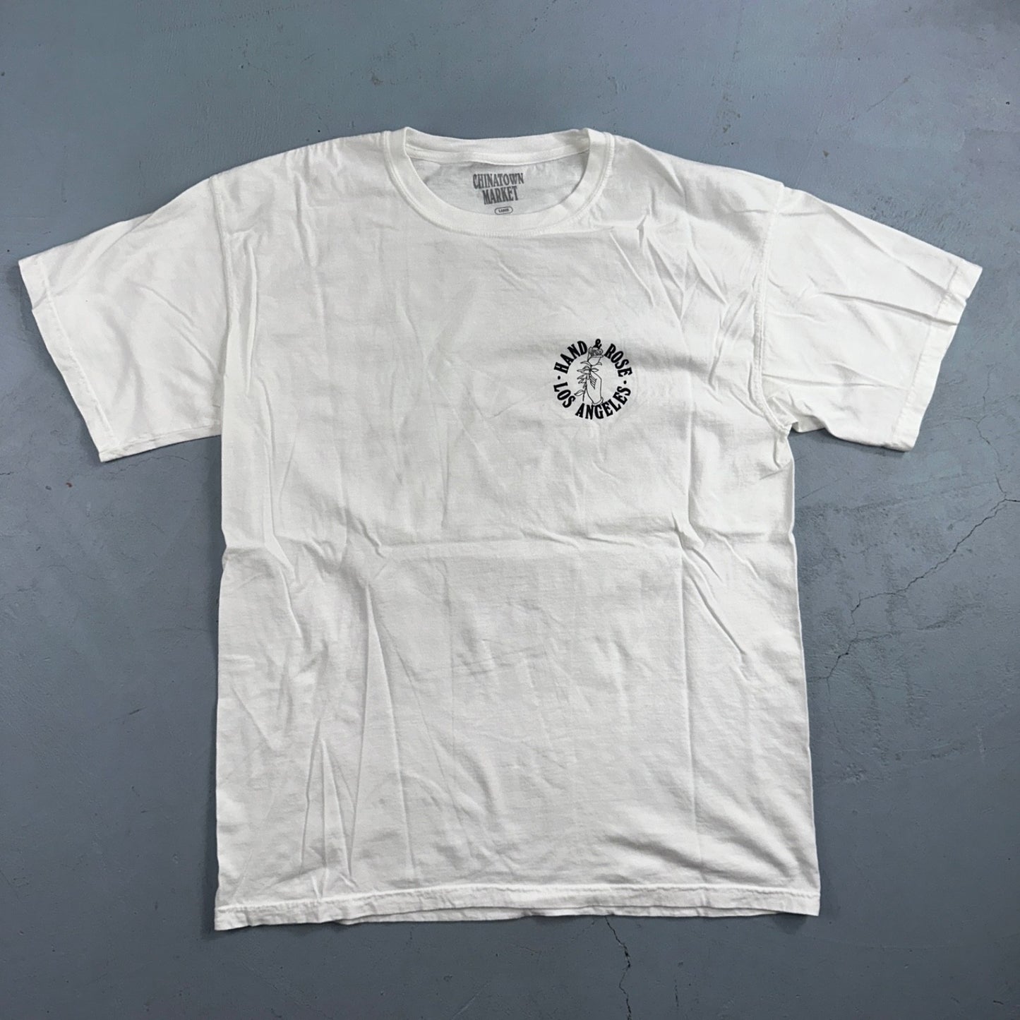 Chinatown Market VTG Style T Shirt Los Angeles Always Fresh Roses Hand Large USA