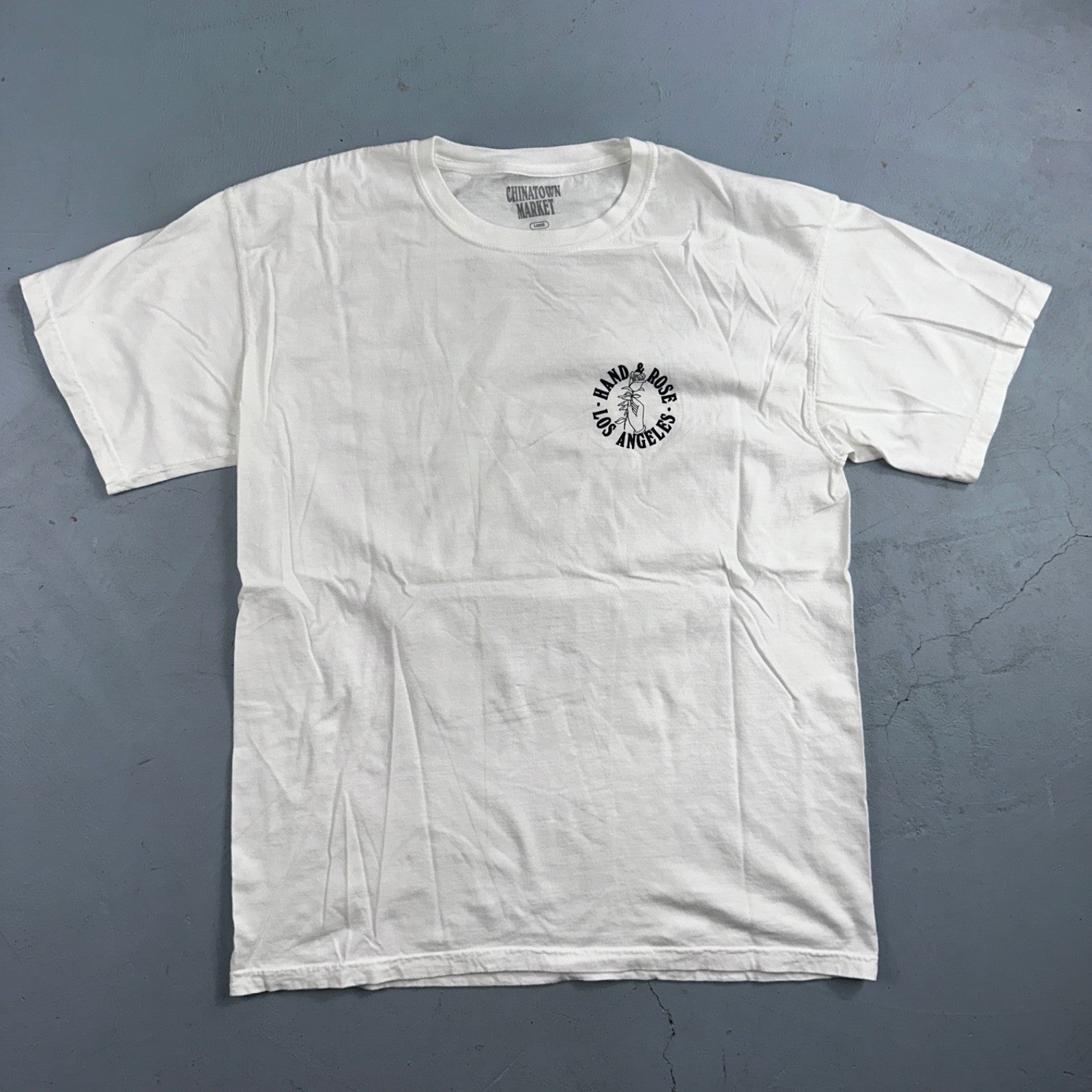 Chinatown Market VTG Style T Shirt Los Angeles Always Fresh Roses Hand Large USA