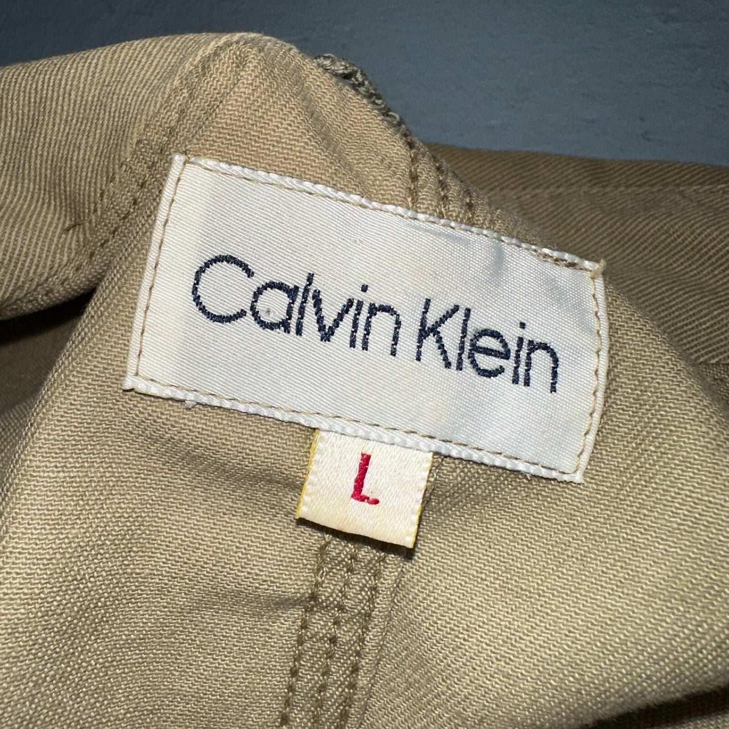 Calvin Klein VTG 90s Jacket Shirt Womens Large Button Trench Military USA Long