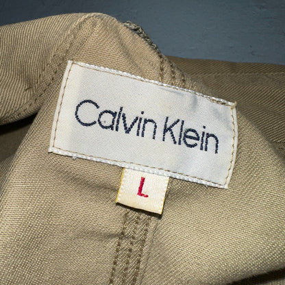 Calvin Klein VTG 90s Jacket Shirt Womens Large Button Trench Military USA Long