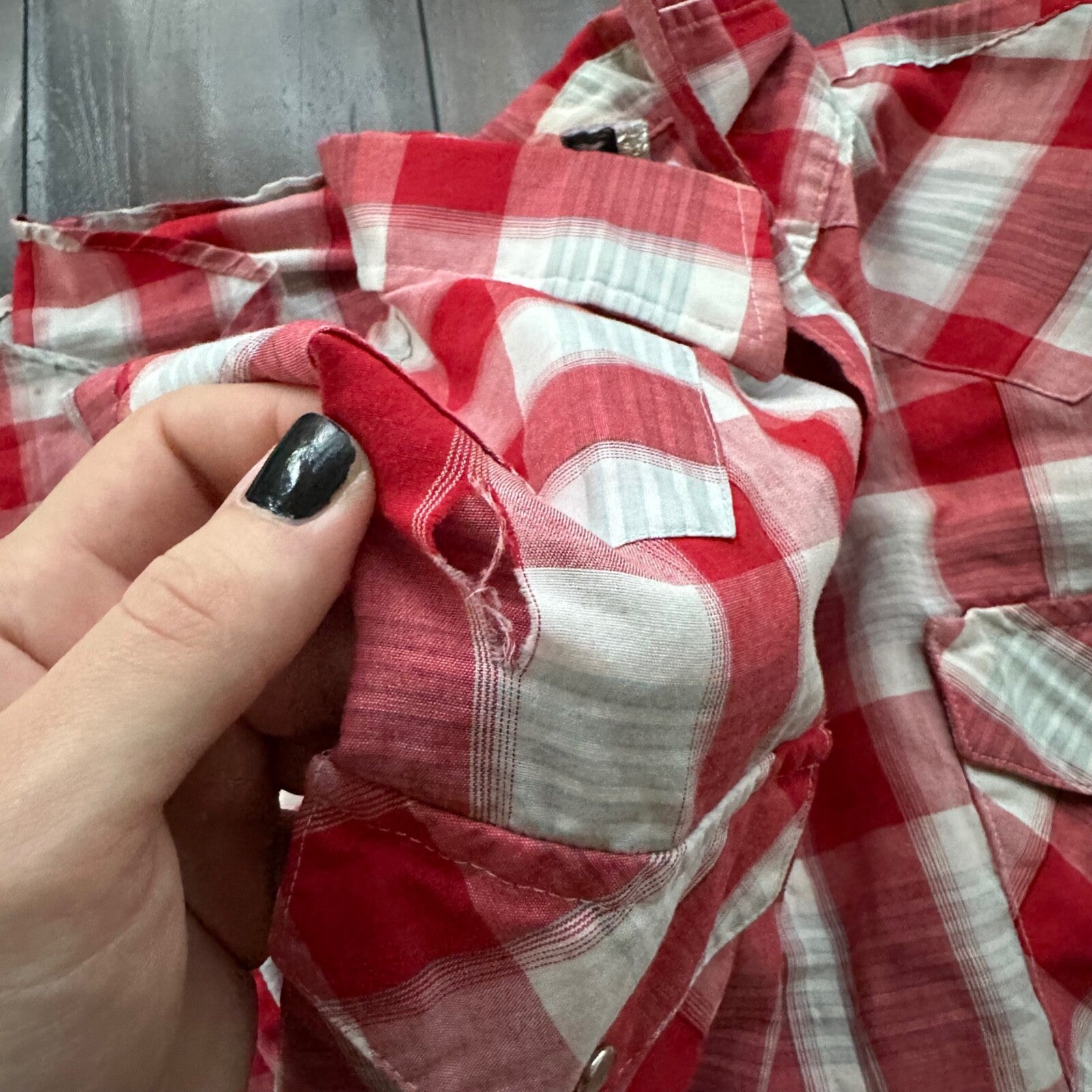 Gold Collection Karman Men's Western Shirt Pearl Snap Red USA Plaid Checker 80s