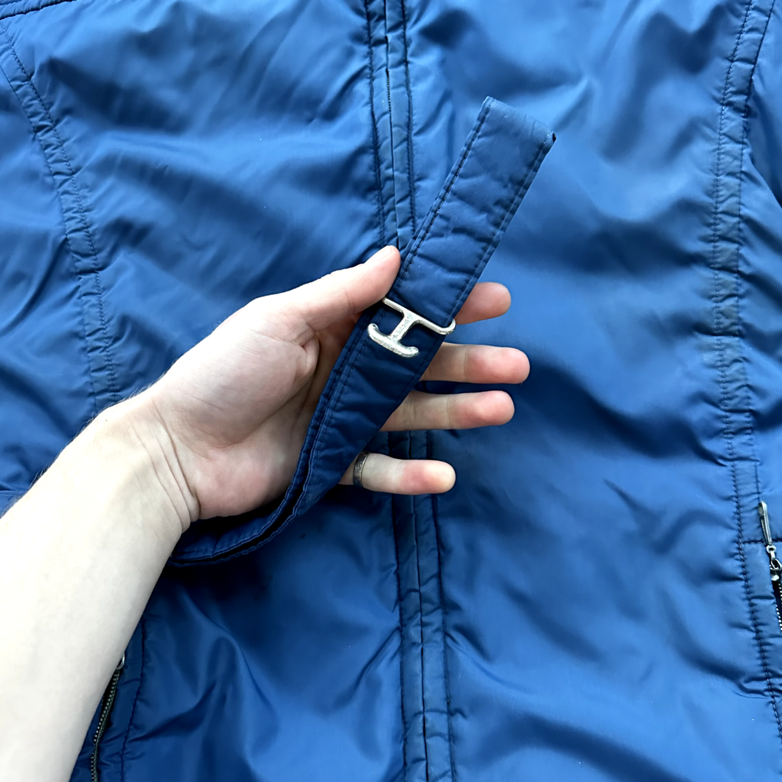 Vintage Tempco Goose Down Puffer Coat Mens S Blue Insulated Hooded Jacket