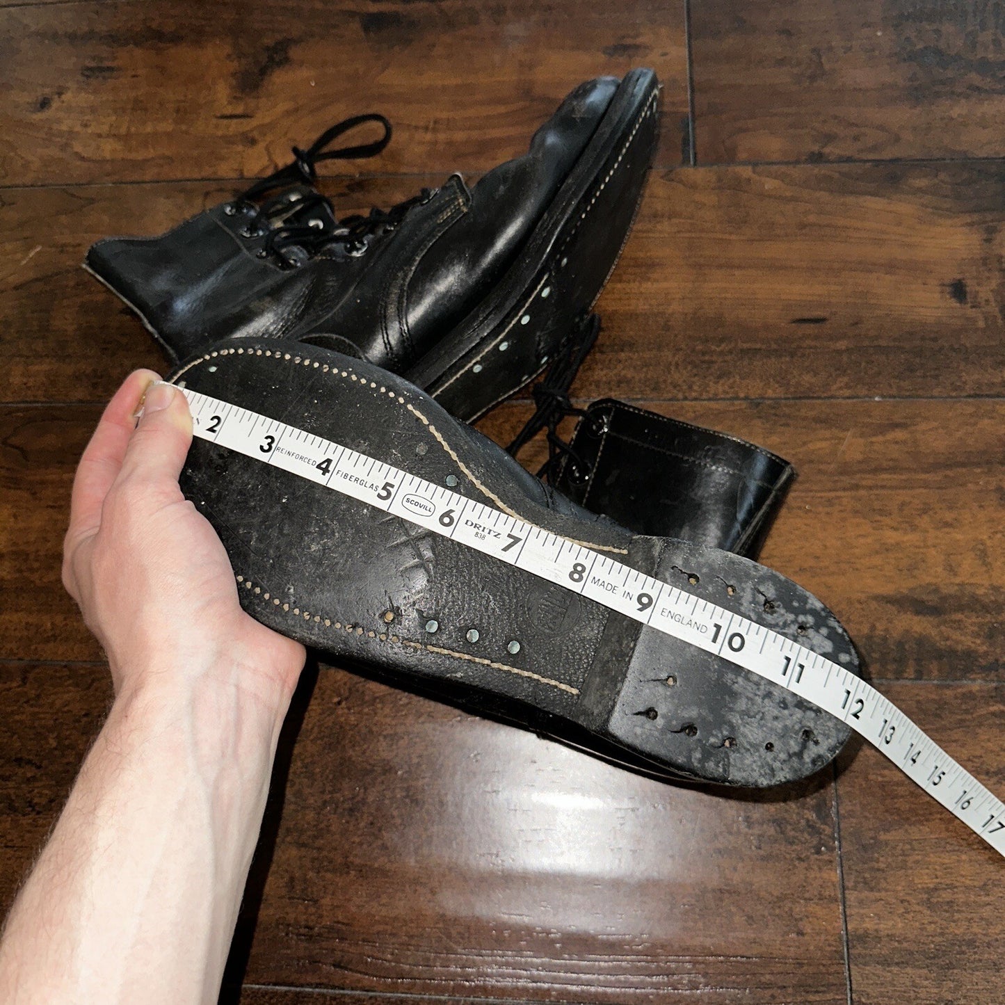 VTG Military Black Lace Up Work Boots 1950s 50s 60s Post WWII Size 8 ? High