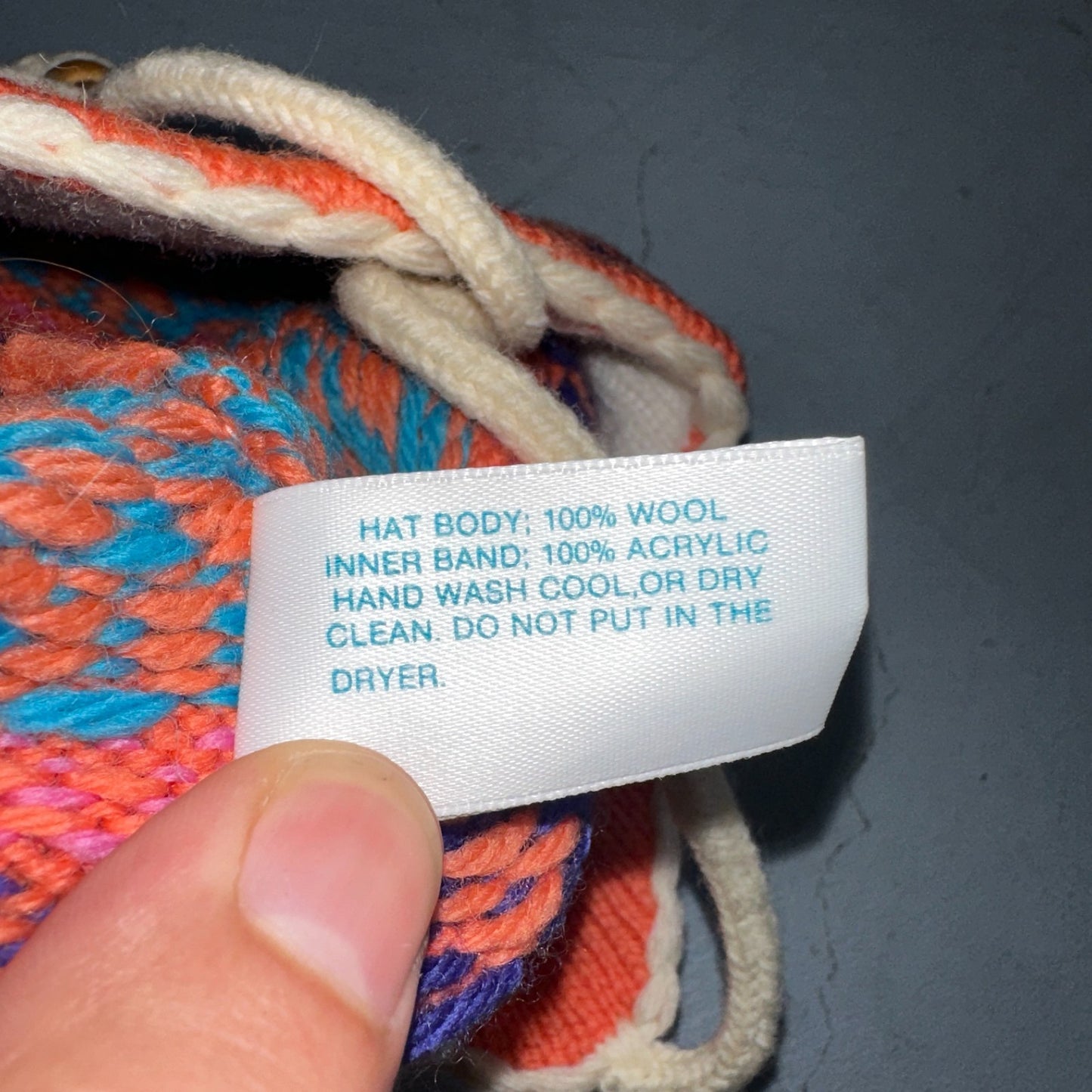 Vintage Snowy River Woolens Earflap Hat Orange Knit Ski Beanie USA Made Peach