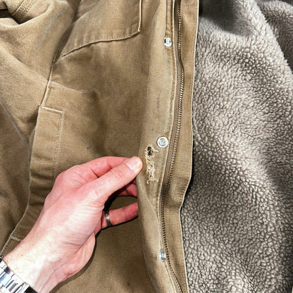 Carhartt VTG Bartlett Jacket 2XL Regular Brown Hooded Sherpa Lined 102285 Y2K