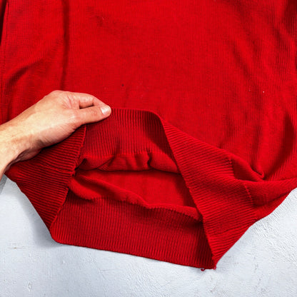 Lord Jeff VTG Medium M Pull Over Sweater Cotton Red USA 1970s 70s V Neck