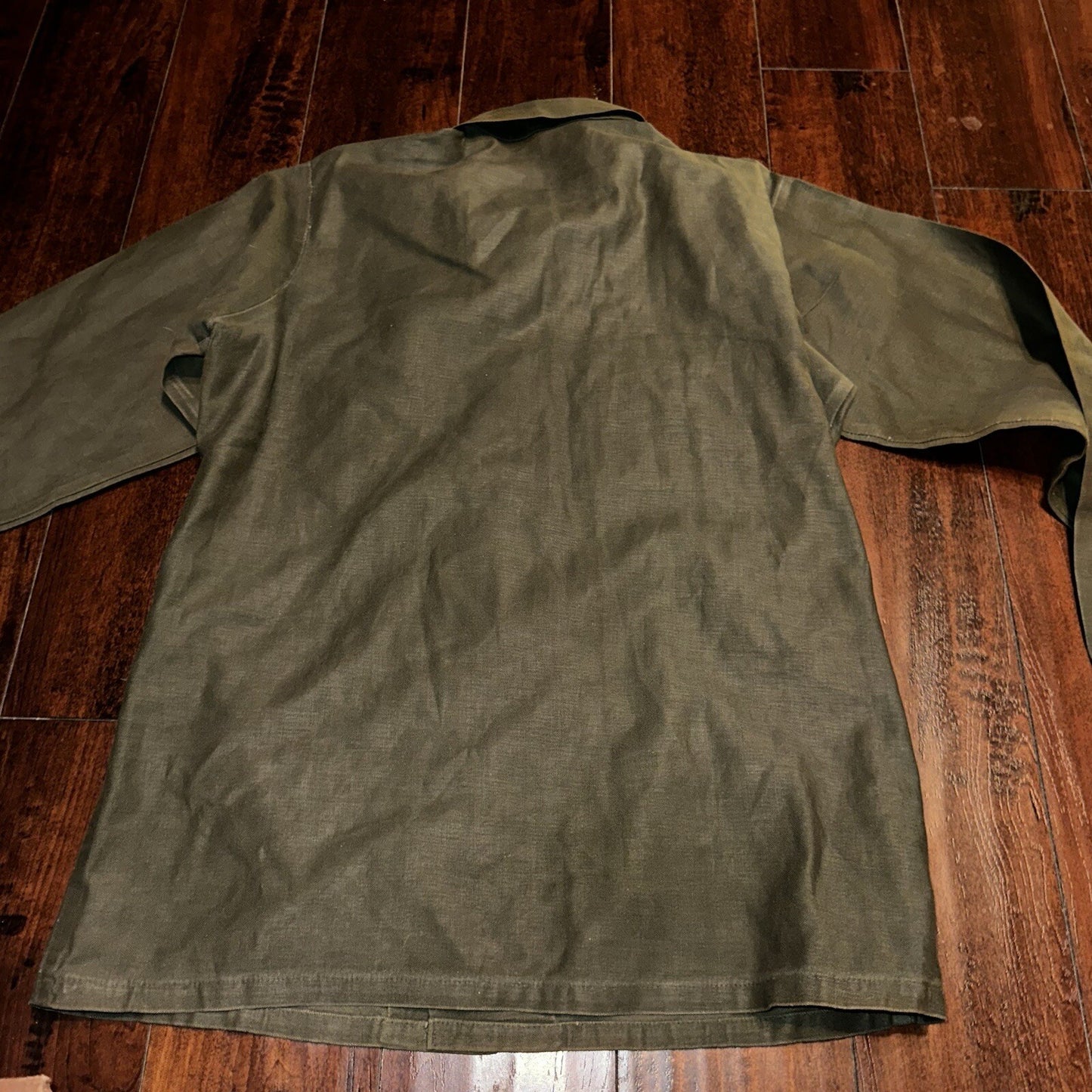 Vintage US Military Shirt OG-107 Vietnam 1970s DSA 1975 Post WWII Camo Green