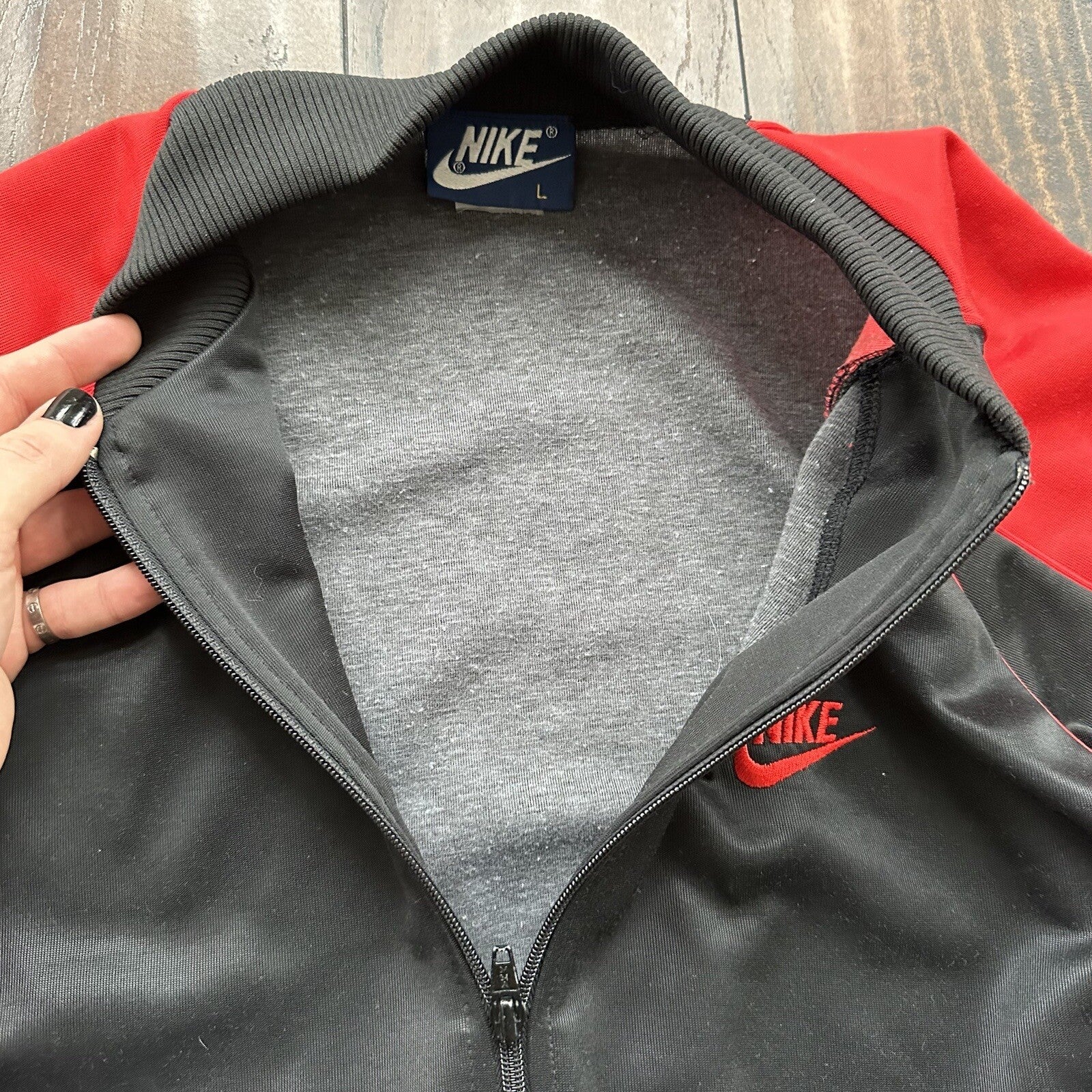 Vintage 1985 Nike Air Jordan Jacket Bred Chicago L RARE Black Red Japan 80s