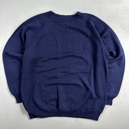 Hanes XL Blank Sweatshirt 90s VTG Crewneck USA Navy Blue Simple Basic Blank