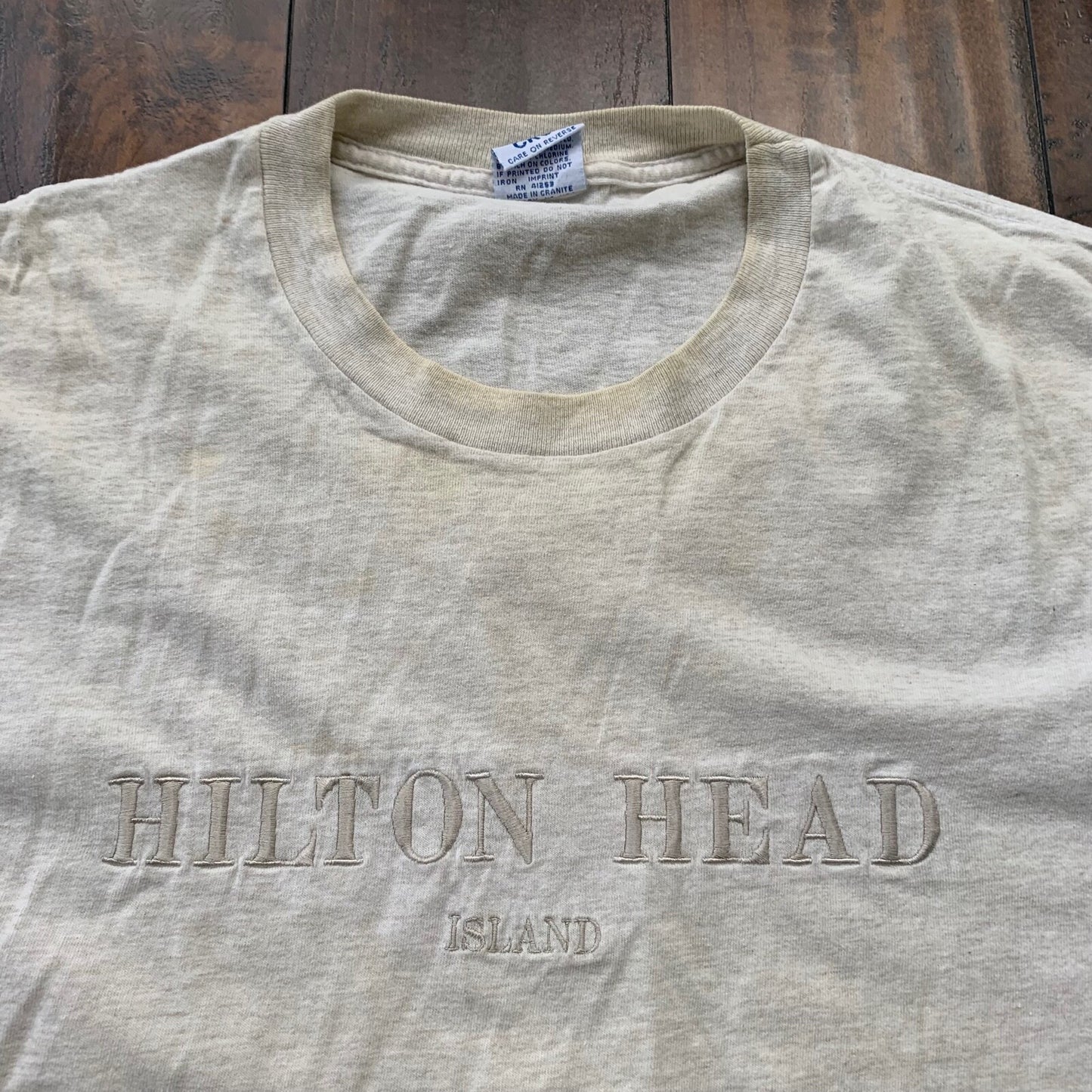 Hilton Head Island Vintage T Shirt Rap 90s Gray Travel Basic Used Sports Movie