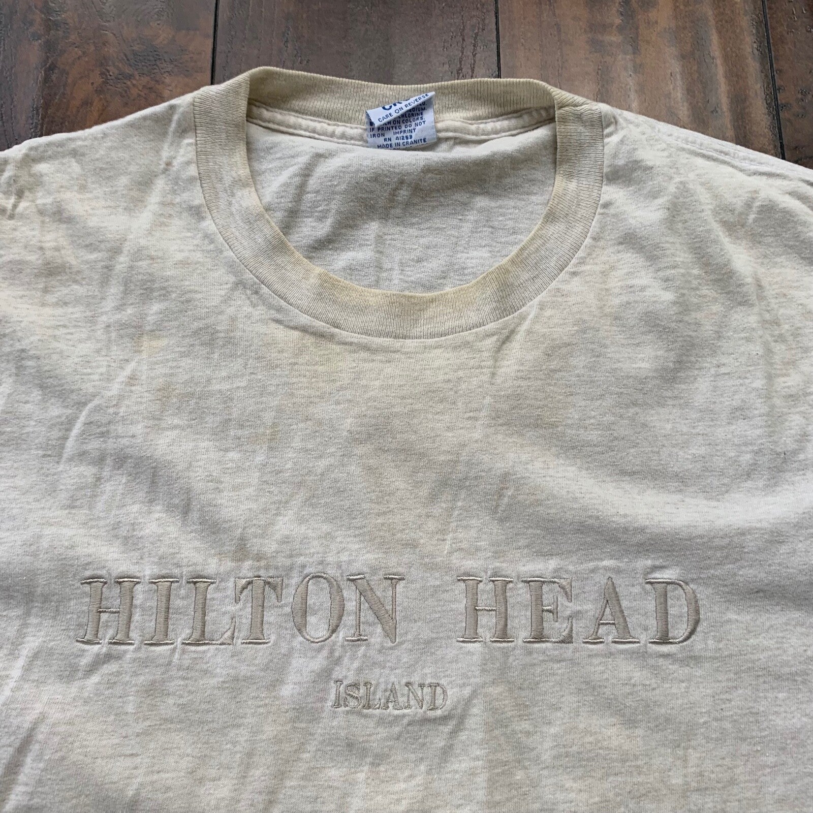 Hilton Head Island Vintage T Shirt Rap 90s Gray Travel Basic Used Sports Movie