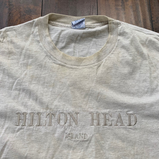 Hilton Head Island Vintage T Shirt Rap 90s Gray Travel Basic Used Sports Movie