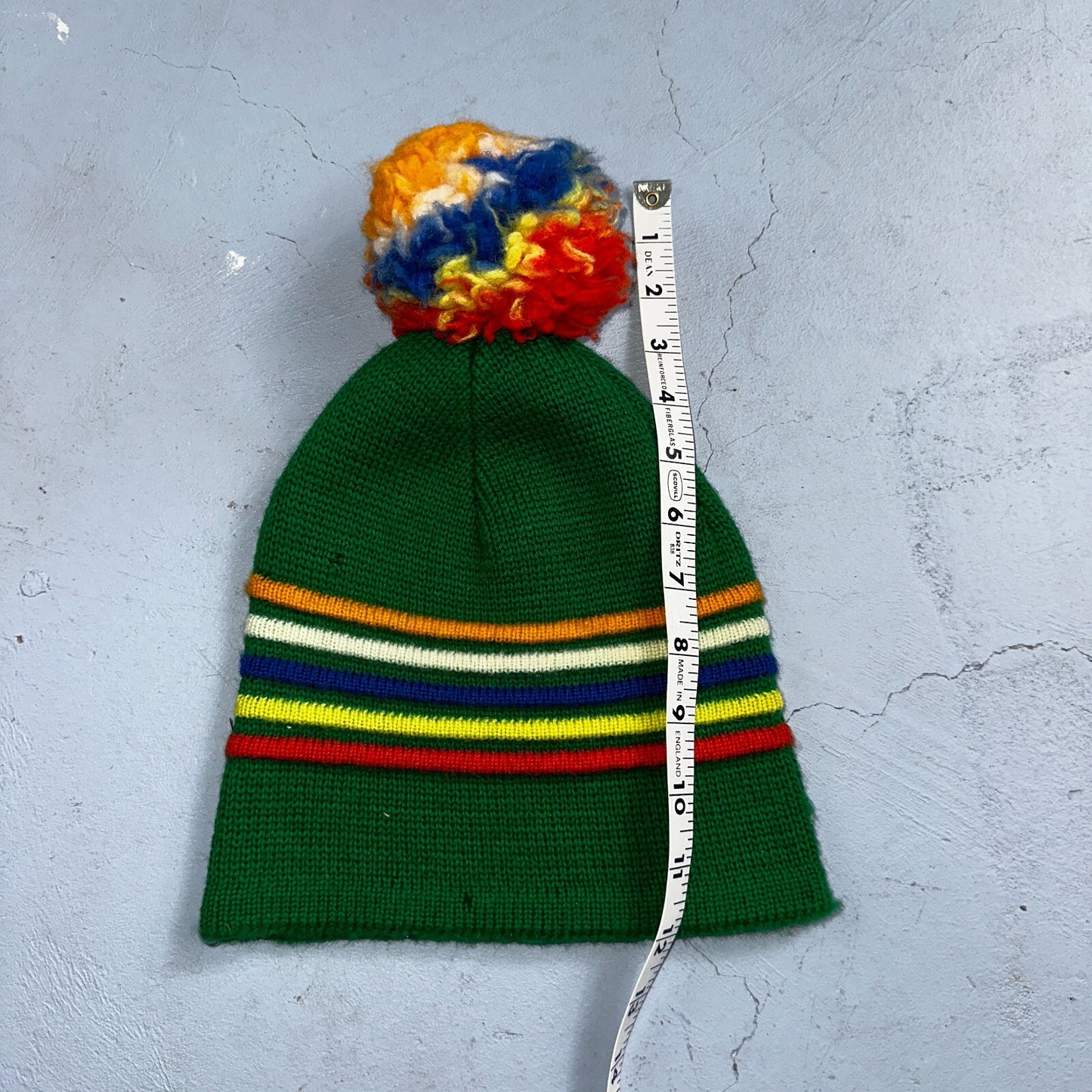 Vintage Wigwam Mills 100% Wool Ski Winter Gear Knit Beanie Hat Red & Blue USA