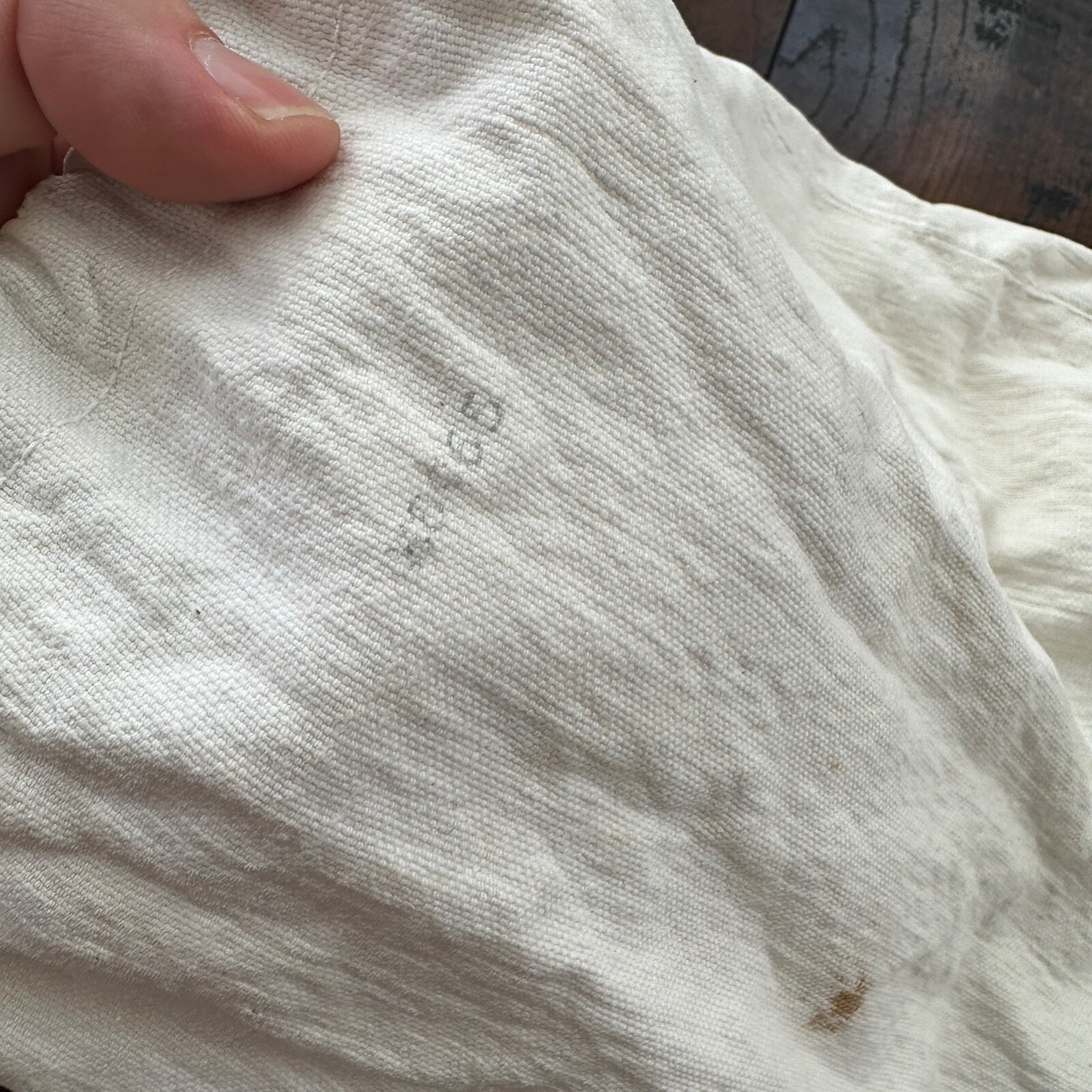 VTG WWII Canvas Garment Laundry Bag White Military Denim 1940s 40s 50s Stencil