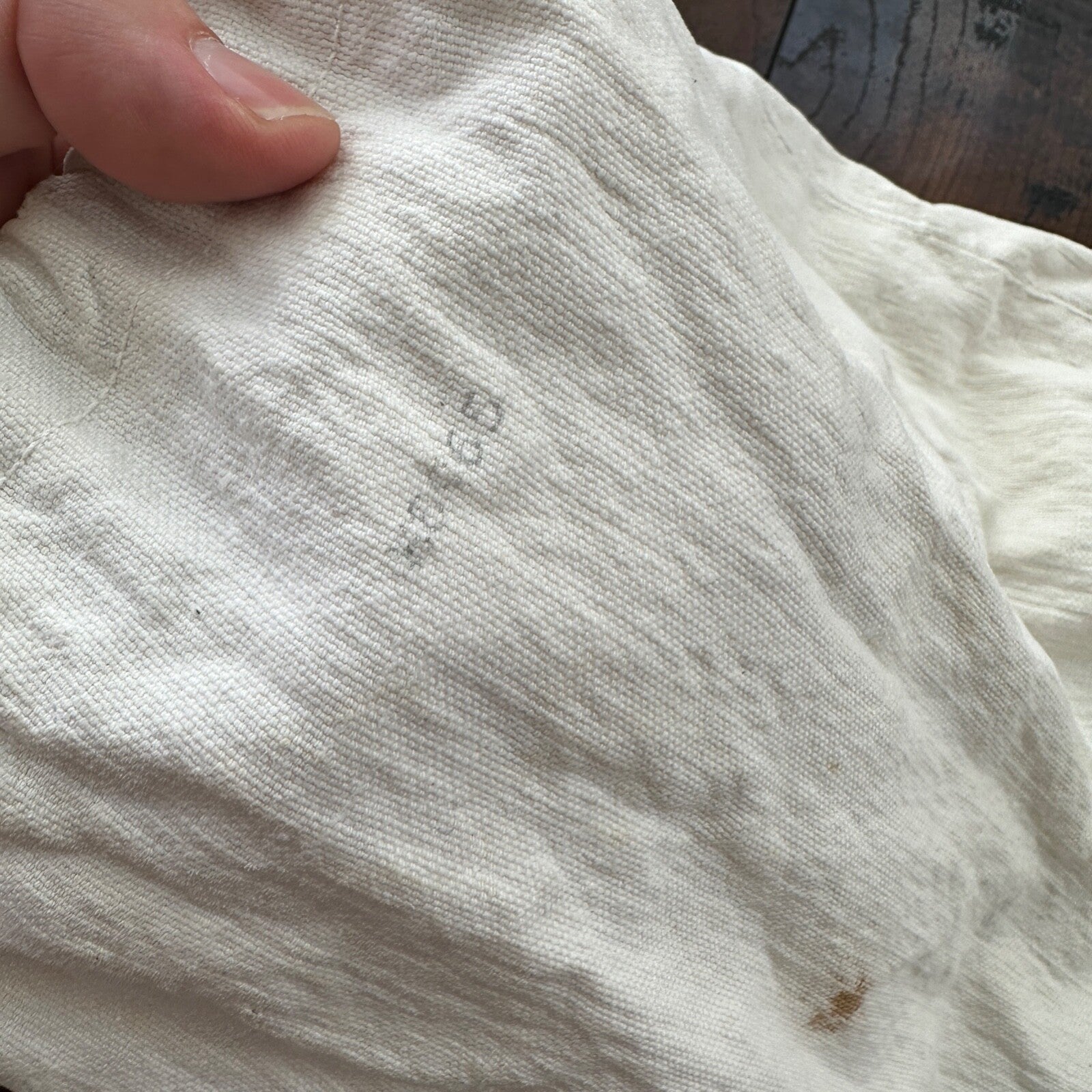 VTG WWII Canvas Garment Laundry Bag White Military Denim 1940s 40s 50s Stencil